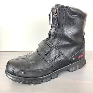 Polo Ralph Lauren Darrance II Moto Boots Men 9.5 Black Leather Gorpcore Combat